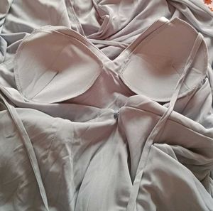 Elegant Dusty Blue Azazie Dress ( A8)