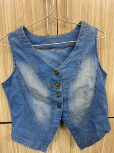 Cotton Denim Button Up Women Jacket
