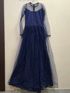 Elegant Navy Blue Embellished Gown