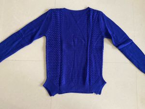 Blue Textured Knit Sweater