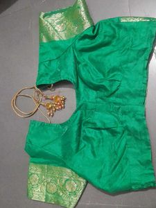 Beautiful Pink ND Green Pattu Sare With Blouse