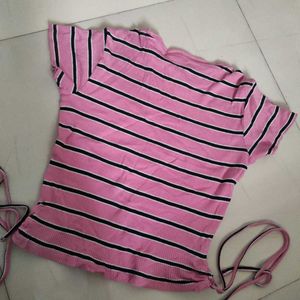 Kraus Jeans Ribbed Pink Top