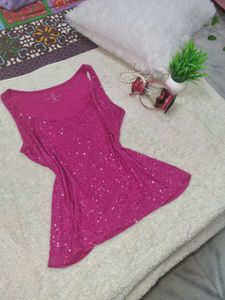 Y2k sequin Pink Tank Top