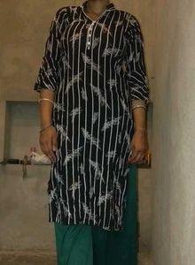 Black Cotton Print Kurti