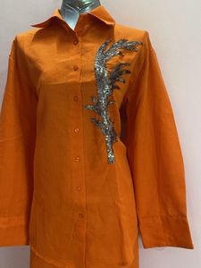 Orange Embellished Cord Set