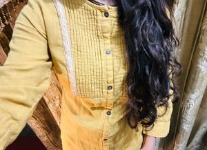 Yellow Lace Trim Top