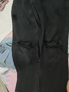 Ripped Black Wide Leg Jeans