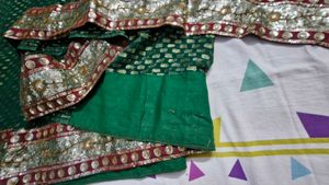 Green Embellished Saree with Blouse