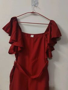 Red Ruffled Jumpsuit