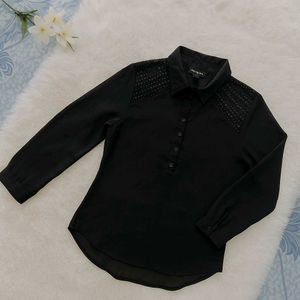 Pleione Black Embellished Blouse