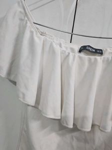 White Ruffle Off shoulder Top