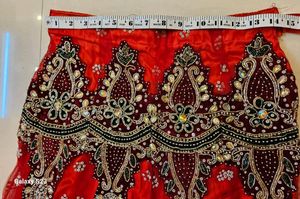 Red Wedding lehanga with stud work on Dupatta