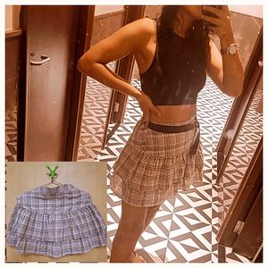 Light Brown Shade Checks Skirt
