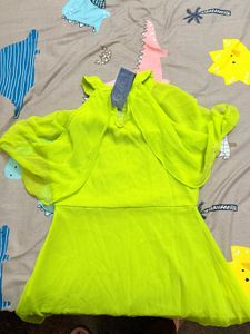 Neon Green Layered Mini Dress