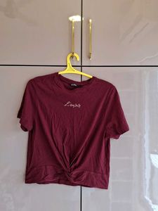 Maroon Twist Front Tee