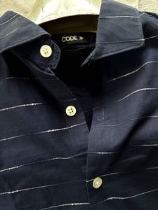 Men&#39;s Navy Blue Striped Shirt – CODE by Lifestyle