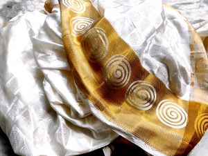 Pure Satin White Colour Wedding Silk Saree