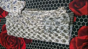 White Suit wth Lavender Flower Print  Long Sui