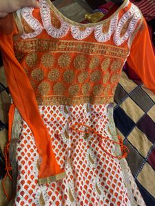 Elegant Orange Embroidered Kurta