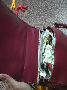 Burgundy Quilted Crossbody Bag