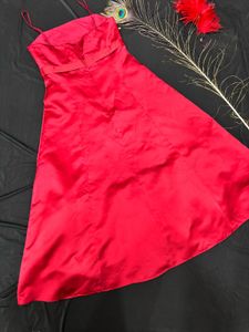 Bold Red Midi Gown Dress