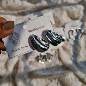 All Abstracts Stainless Steel Silver Earrings