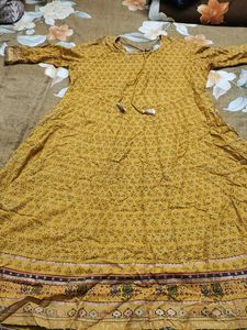 Mustard Frock Kurti Wid Beautiful Broad Border