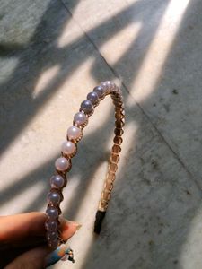 Pink Pearl Embellished Royal Hairband