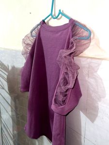 Purple Tulle Sleeve Top