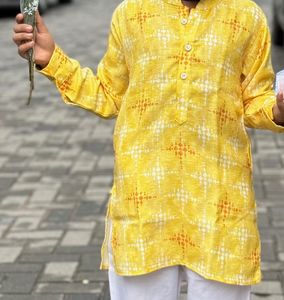Yellow Patterned Kurta.