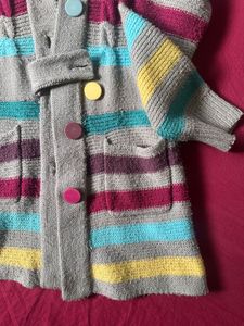 Striped Knit Hooded Cardigan