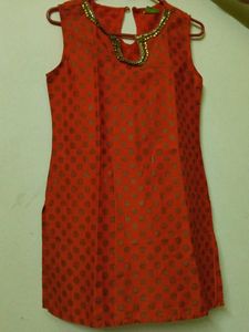 Orange & Gold Beaded Tunic Top