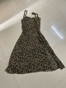 ZARA Floral Midi Dress with Slit
