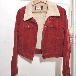 Red Corduroy Sherpa Jacket