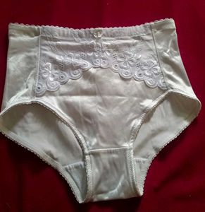 White Satin High Waist Brief
