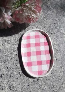 Pink Gingham Trinket Dish