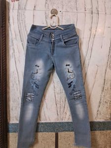 Embroidered Denim Jeans