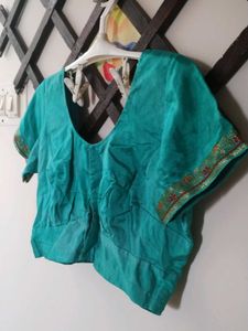 Silk Blouse With Zari Border