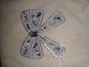 Silver Beaded Bow Brooch