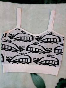 Graphic Print Crop Tank Top