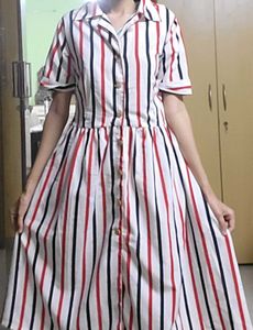 Striped Button-Front Dress