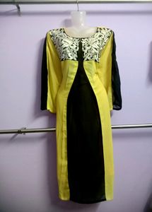 Yellow-Black Kurti💛🖤