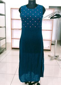 Blue Embroidered Kurti