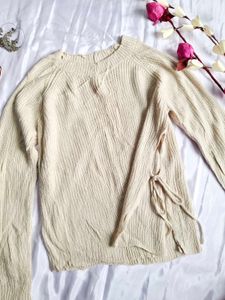 Shein Ribbed Knit Sweater with Ties