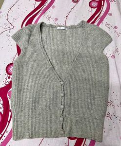Gray Knit Sleeveless Sweater