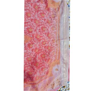 Peach Floral Banarasi Saree