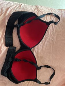Black Cotten Blend Silk Bra