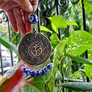 Om &amp; Evil eye Protection Metal Hanging