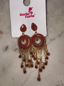 Red &amp; Gold Indian Earrings