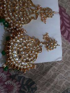 Zaveri Pearls Gold Toned &amp; Green Set of Earrings